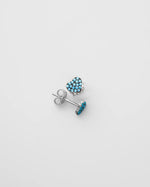 Blue Heart Pave Silver Stud Earrings