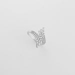 The Crystal Wave Ring features flowing rows of round zircon stones, rising into elegant baguette-cut accents.