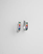 Rainbow Romance Silver Huggie Earrings