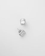 Royal Cut Halo Silver Stud Earrings
