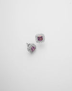 Violet Halo Silver Studs Earrings