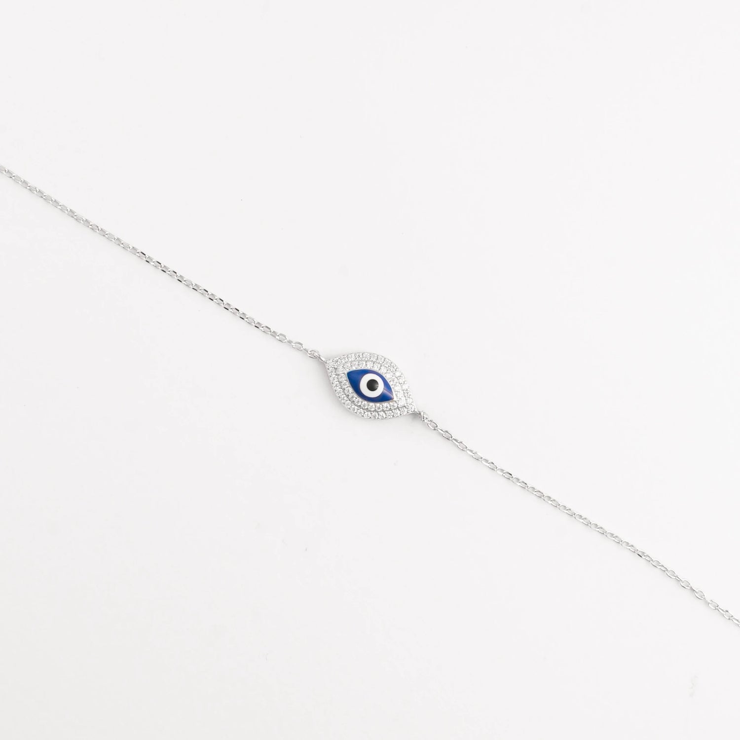 Blue Eye Protection Silver Bracelet