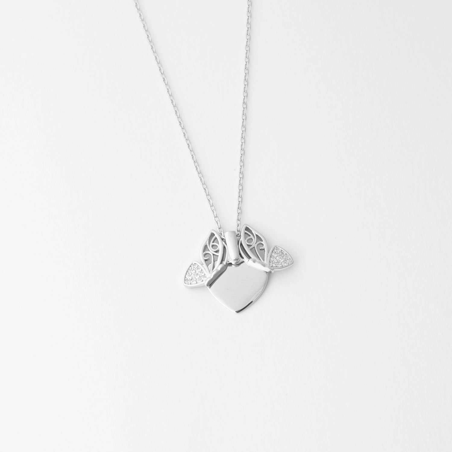 Butterfly Hidden Heart Silver Necklace