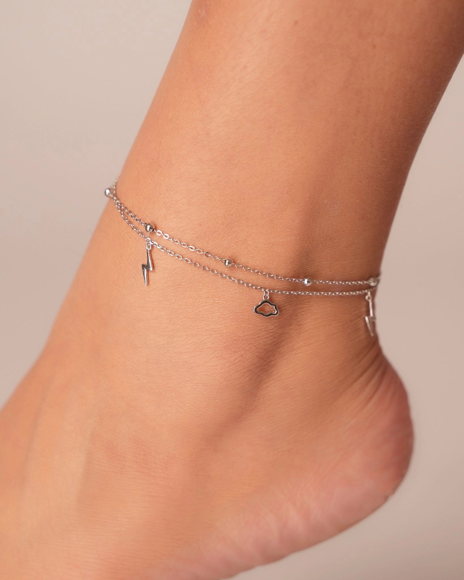 Lightning Cloud Silver Anklet