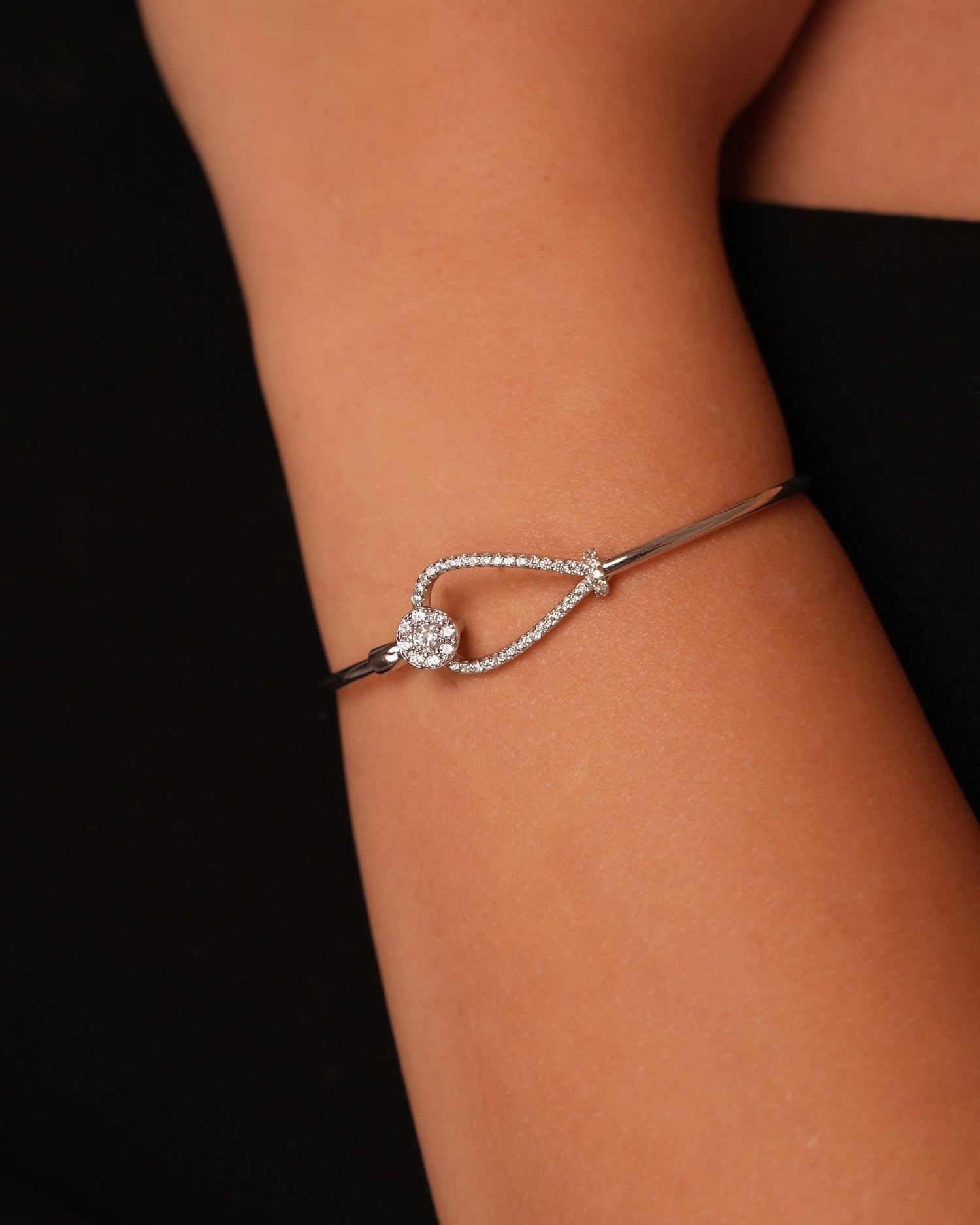 Crystal Drop Silver Bangle