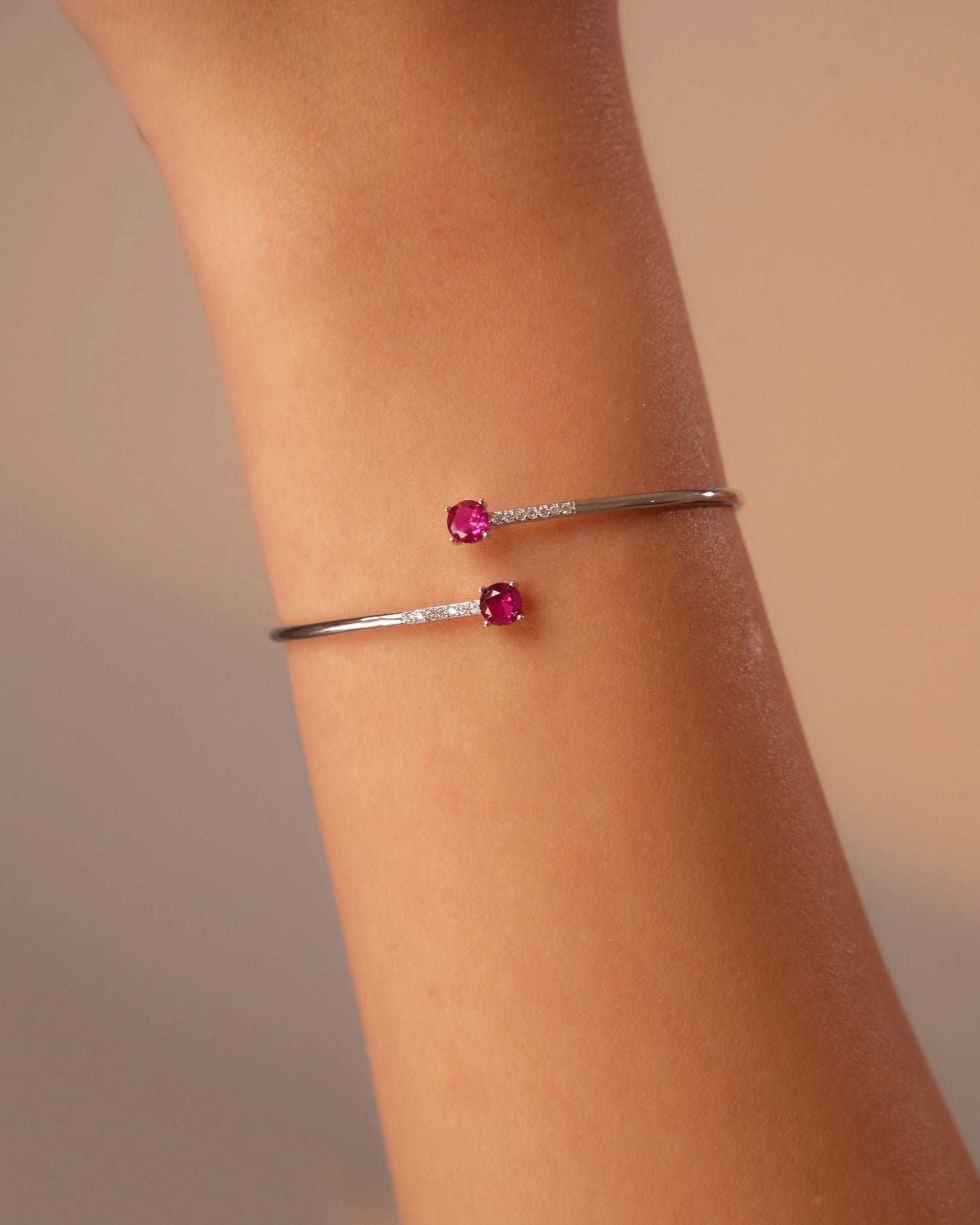 Duo Red Glow Silver Bangle