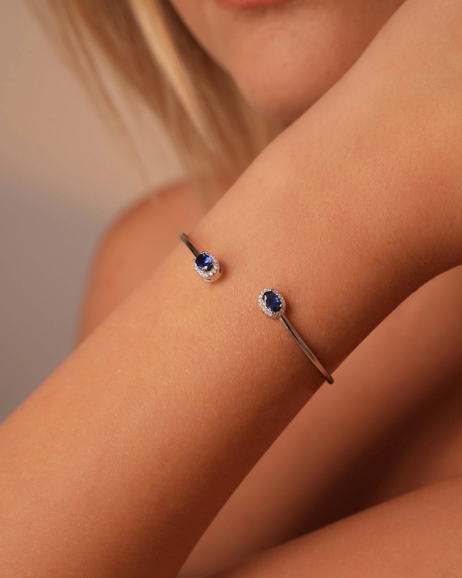 Midnight Blue Drop Silver Bangle