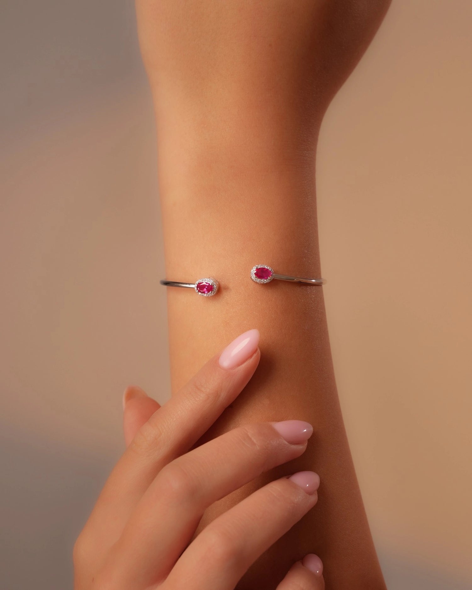 Red Mirage Silver Bangle