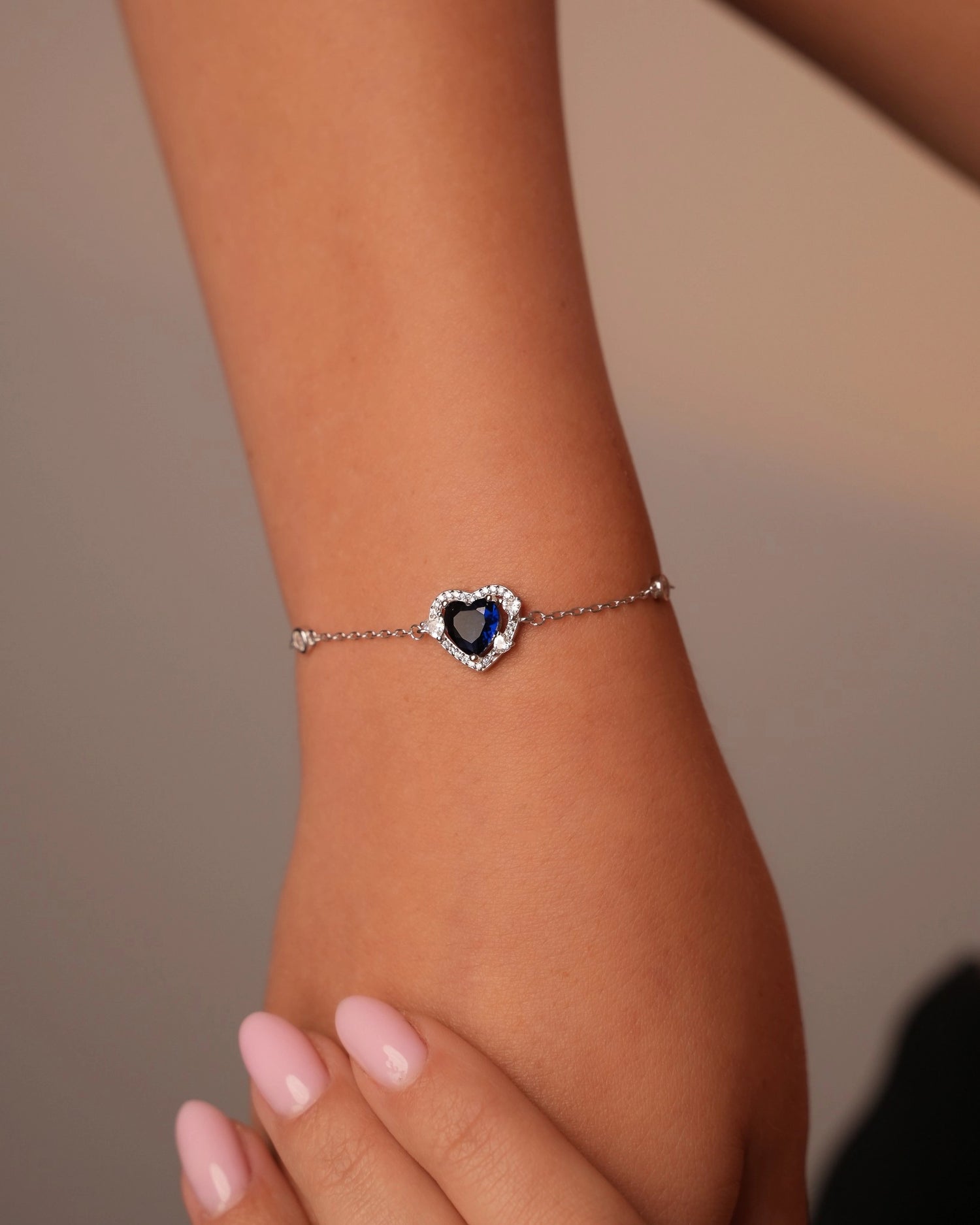 Blue Heart Silver Bracelet