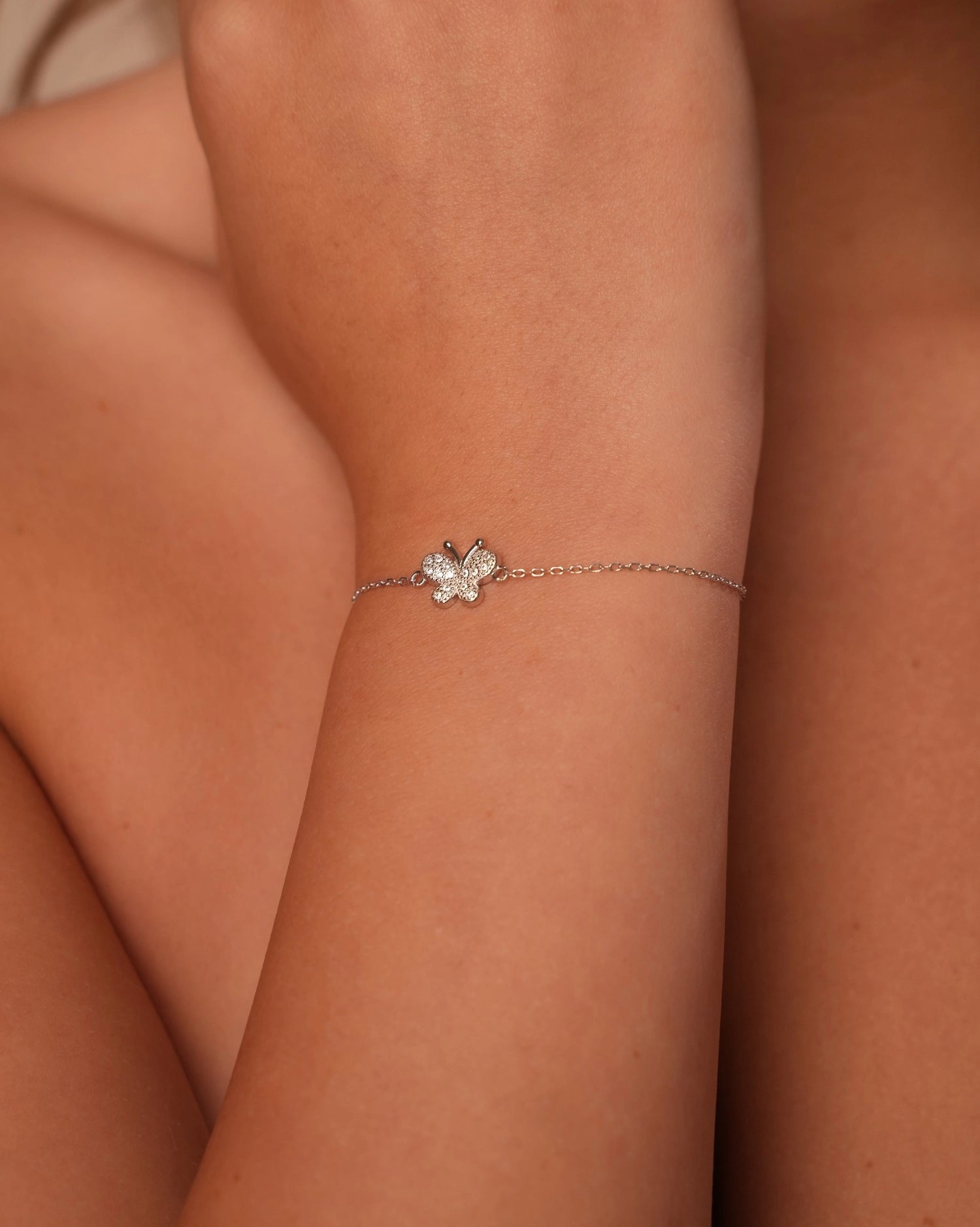 Glowy Butterfly Silver Bracelet