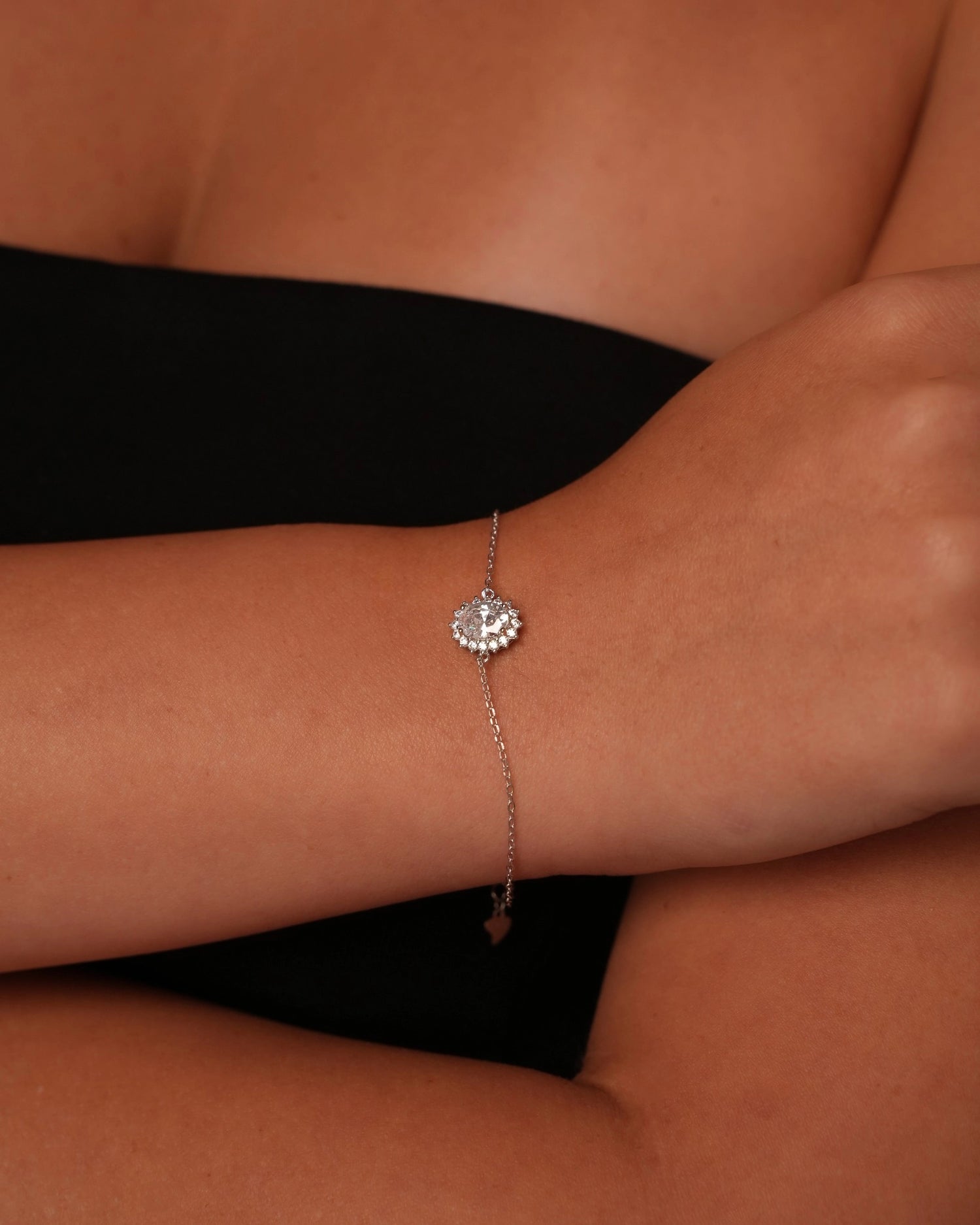Crystal Halo Silver Bracelet