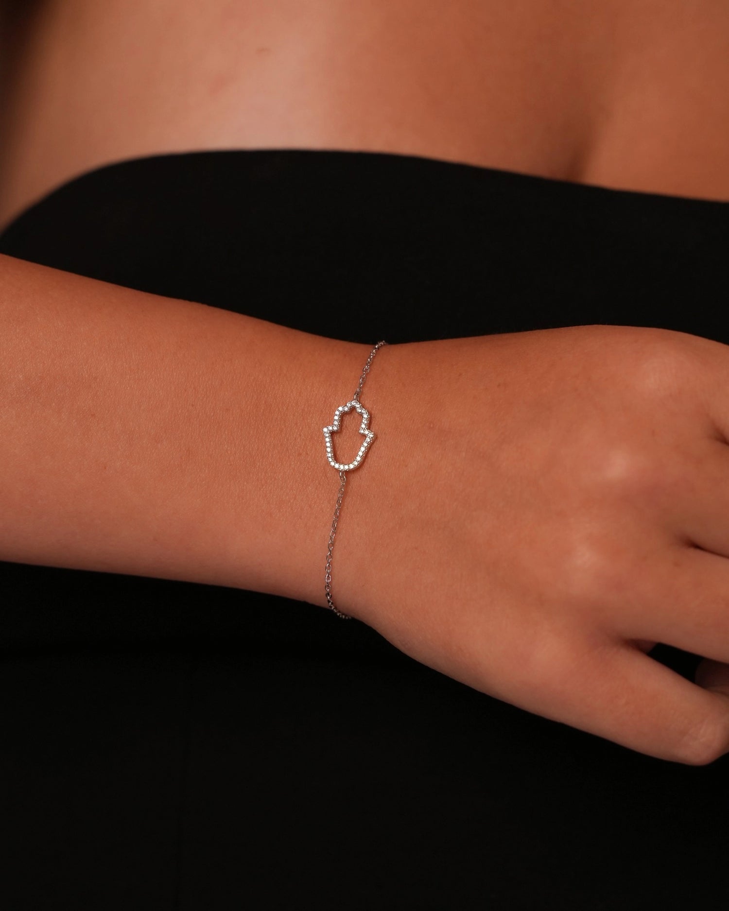 Hamsa Glow Silver Bracelet