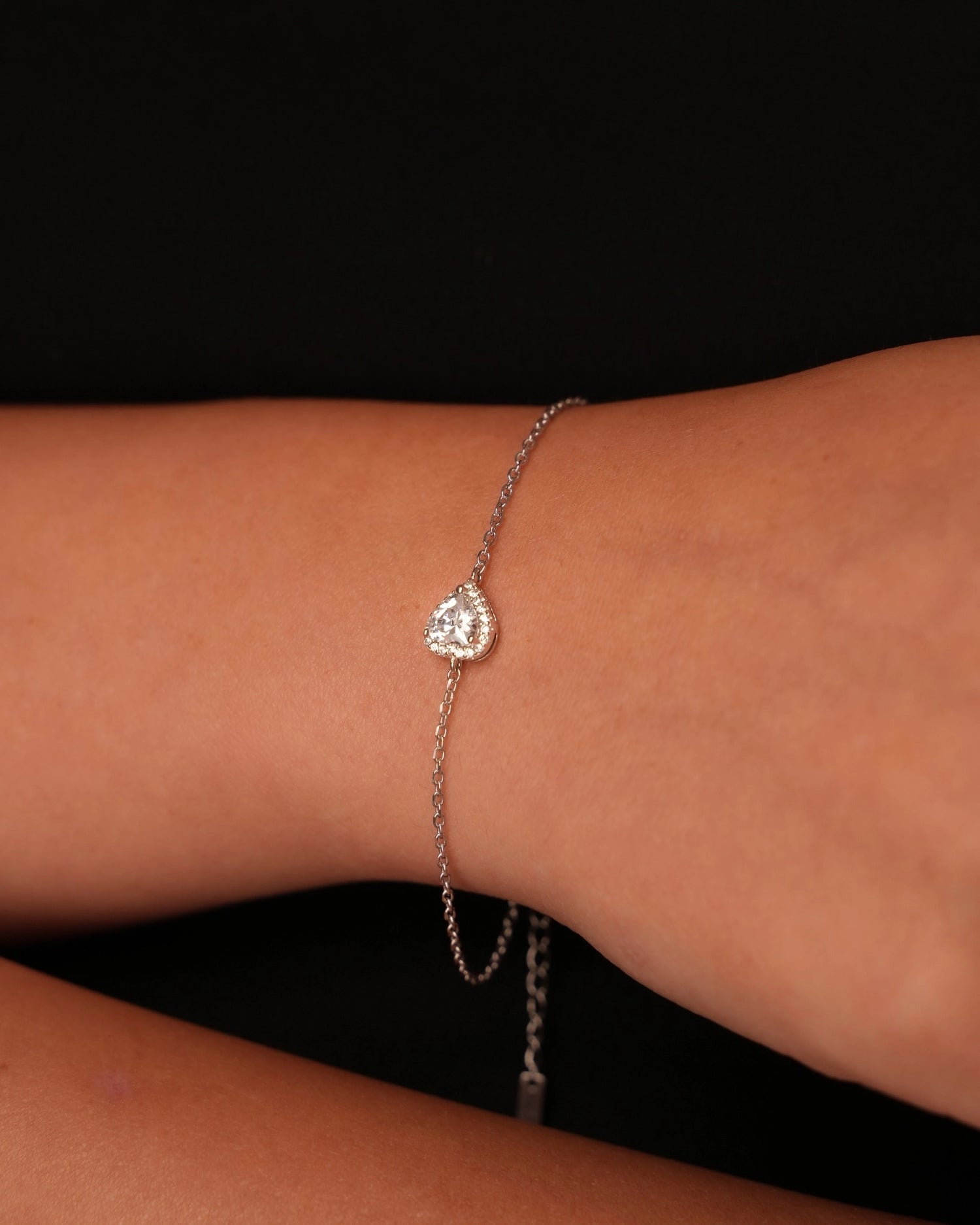 Halo Heart Silver Bracelet