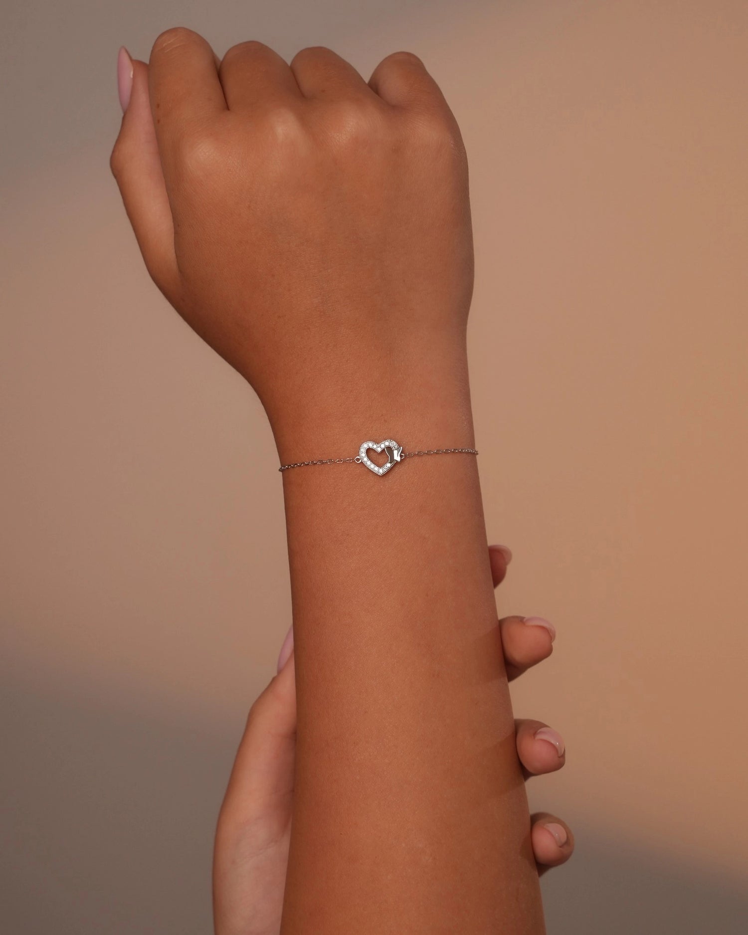 Butterfly Heart Silver Bracelet