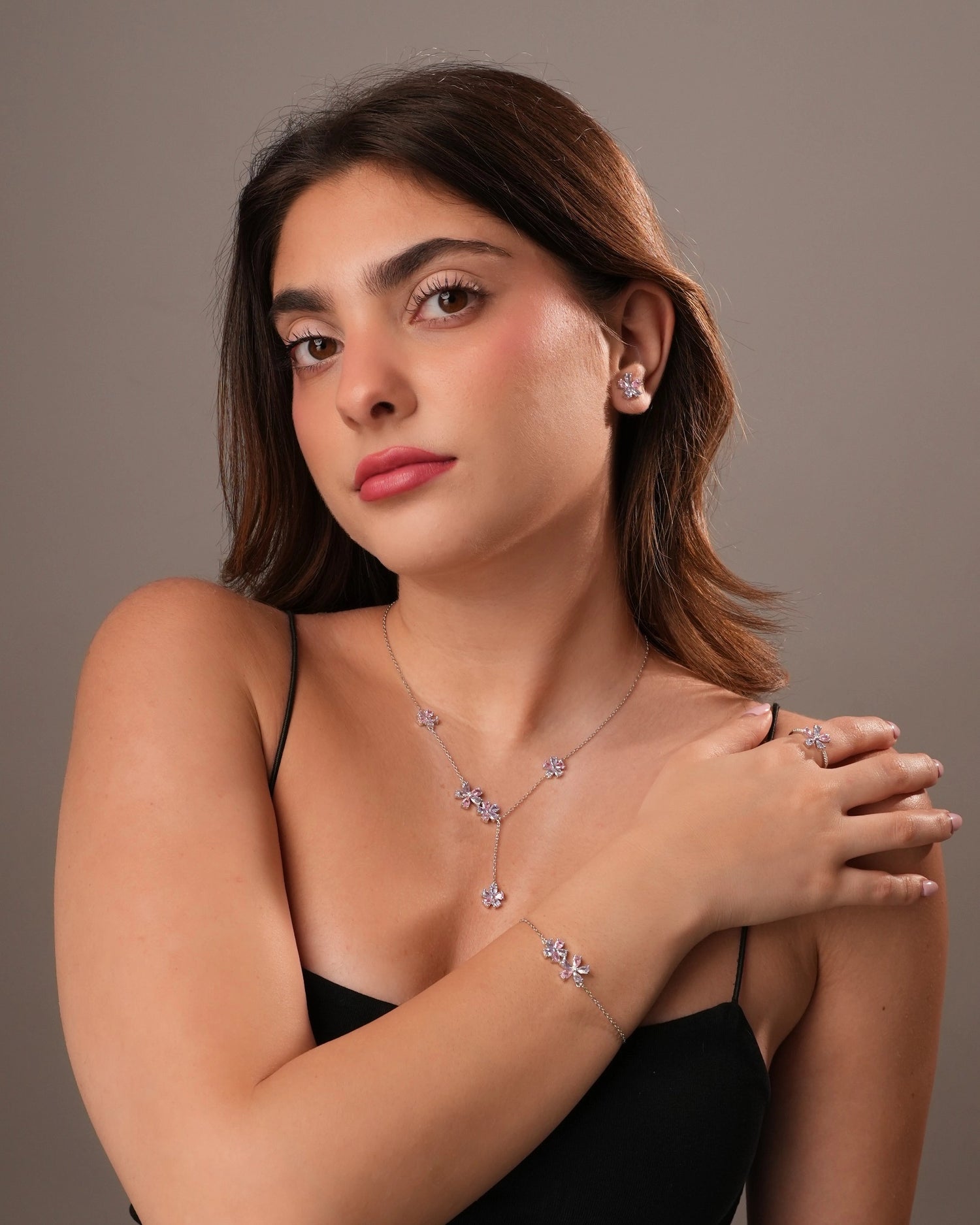 Pink Blossom Silver Set