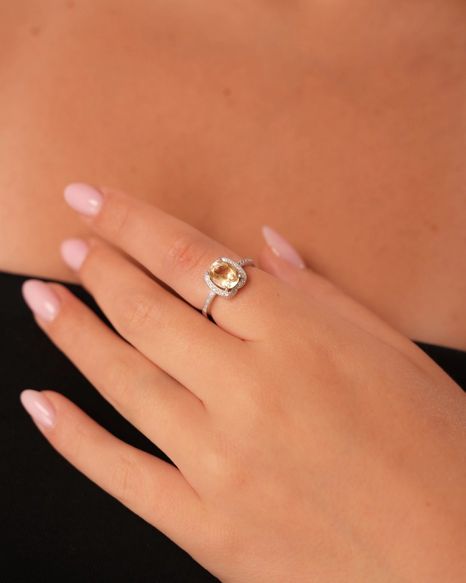Amber Glow Silver Ring