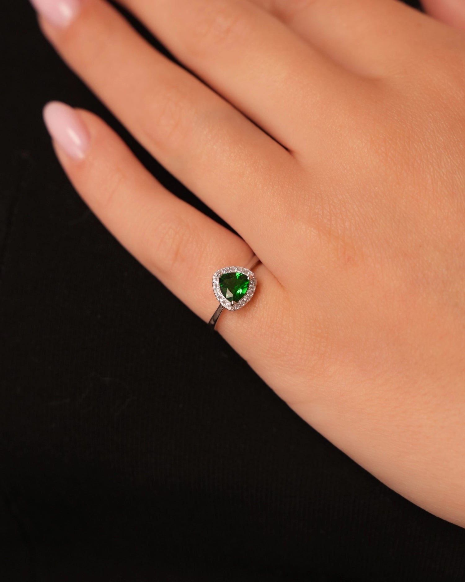 Verdant Glow Silver Ring