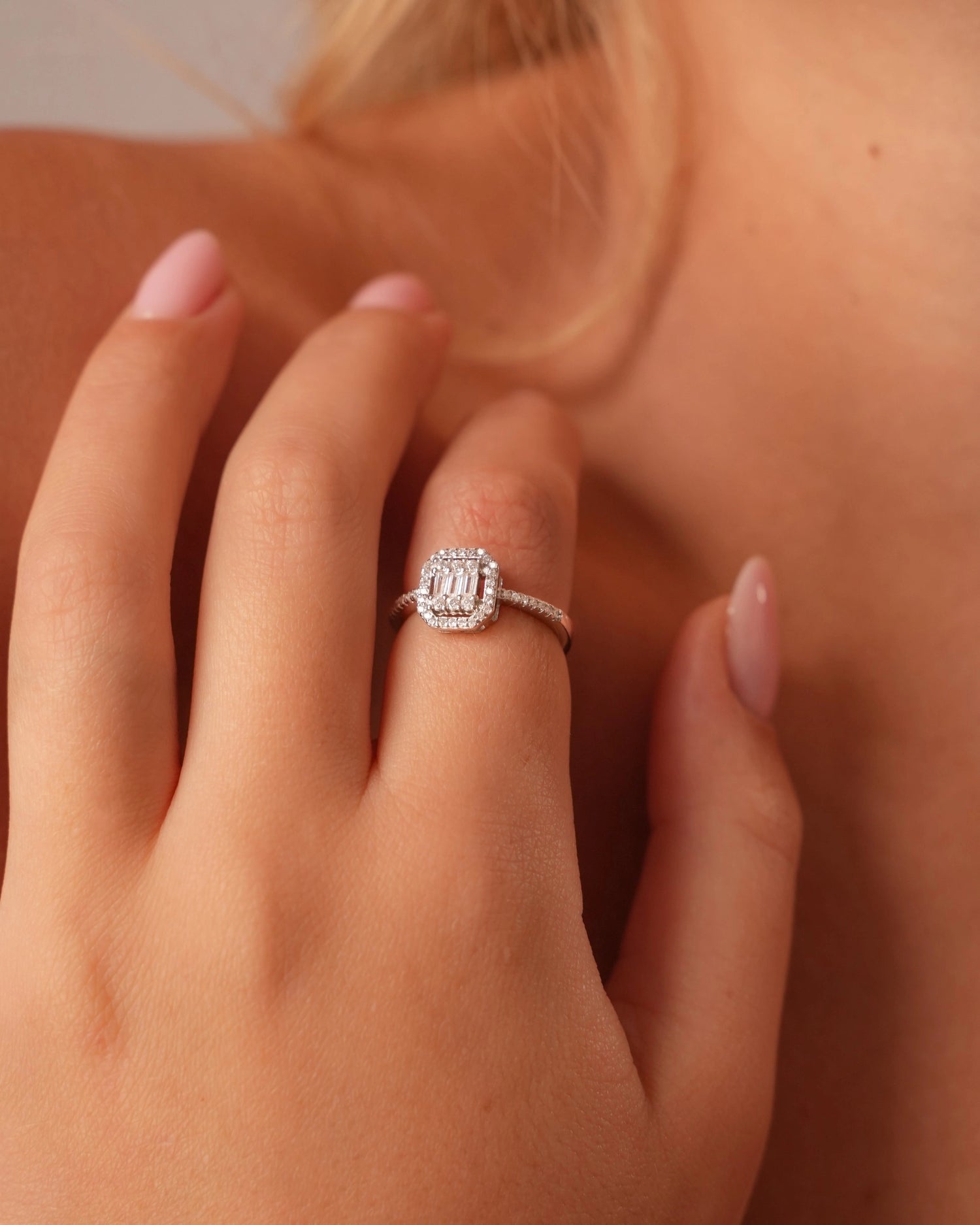 Baguette Illusion Silver Ring
