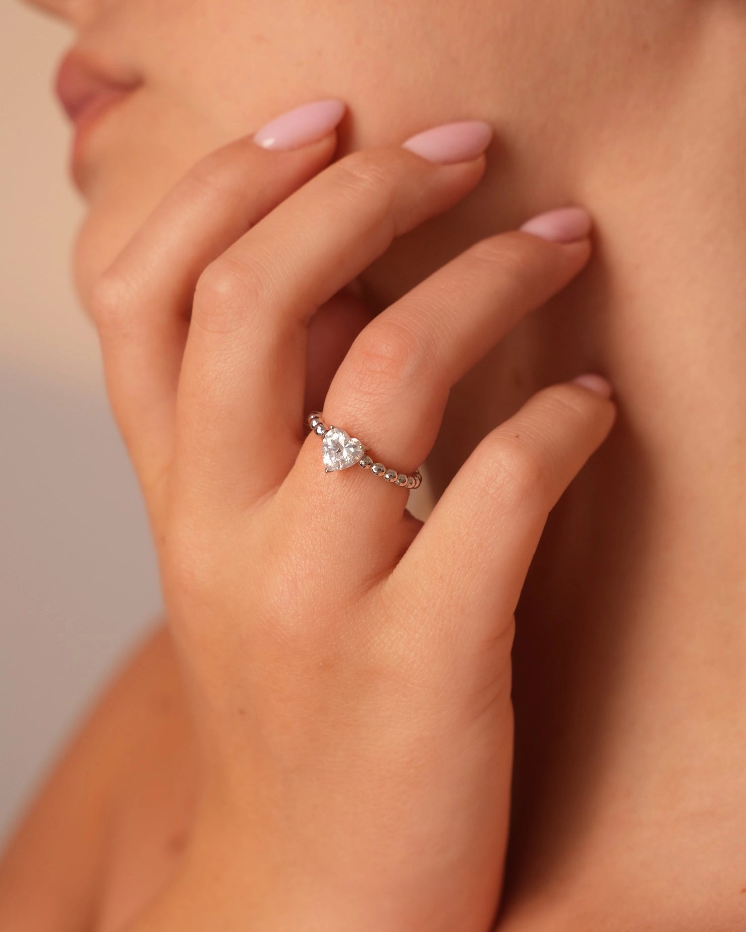 Heart Solitaire Silver Ring