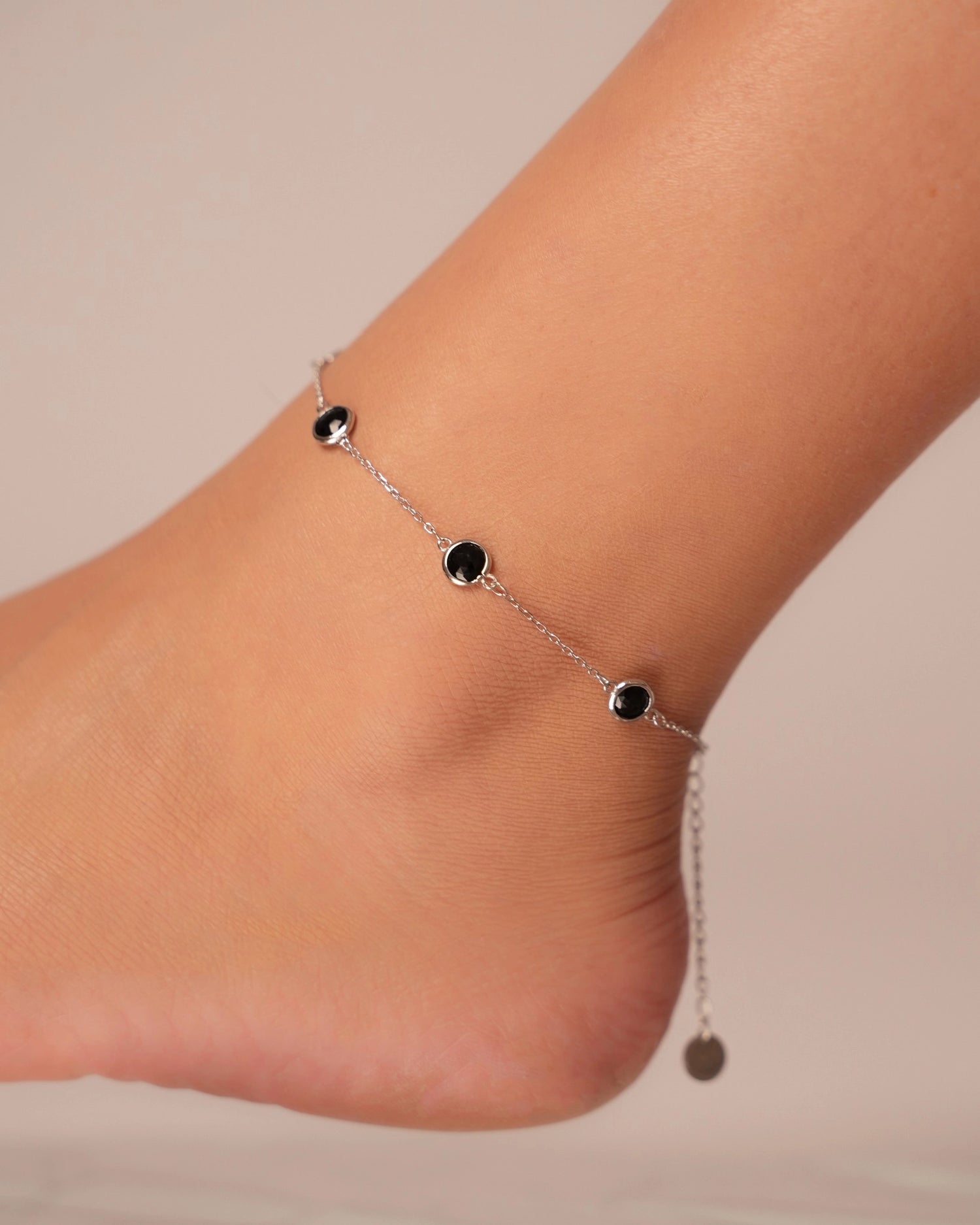 Black Gem Silver Anklet