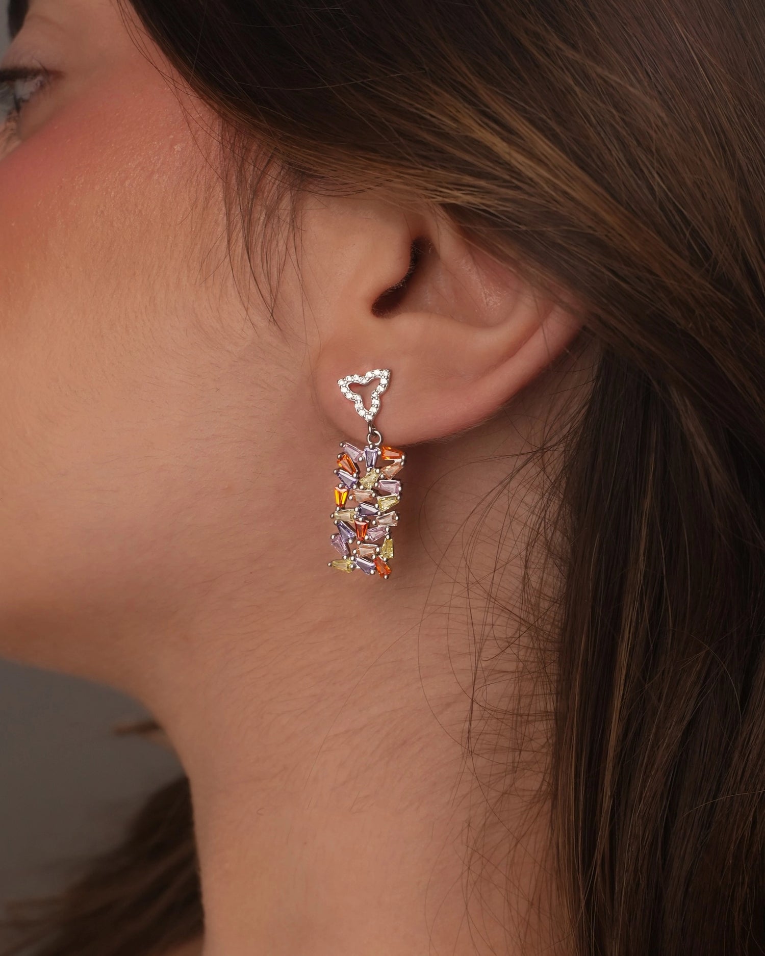 Rainbow Shard Silver Earrings