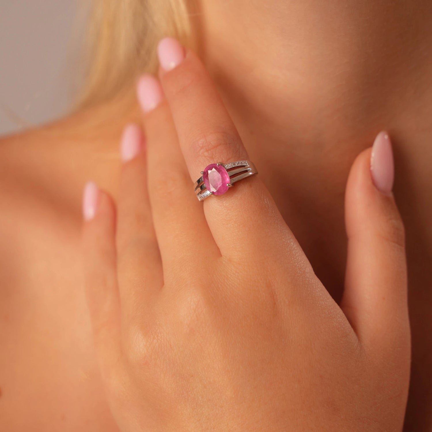 Ruby Aura Silver Ring