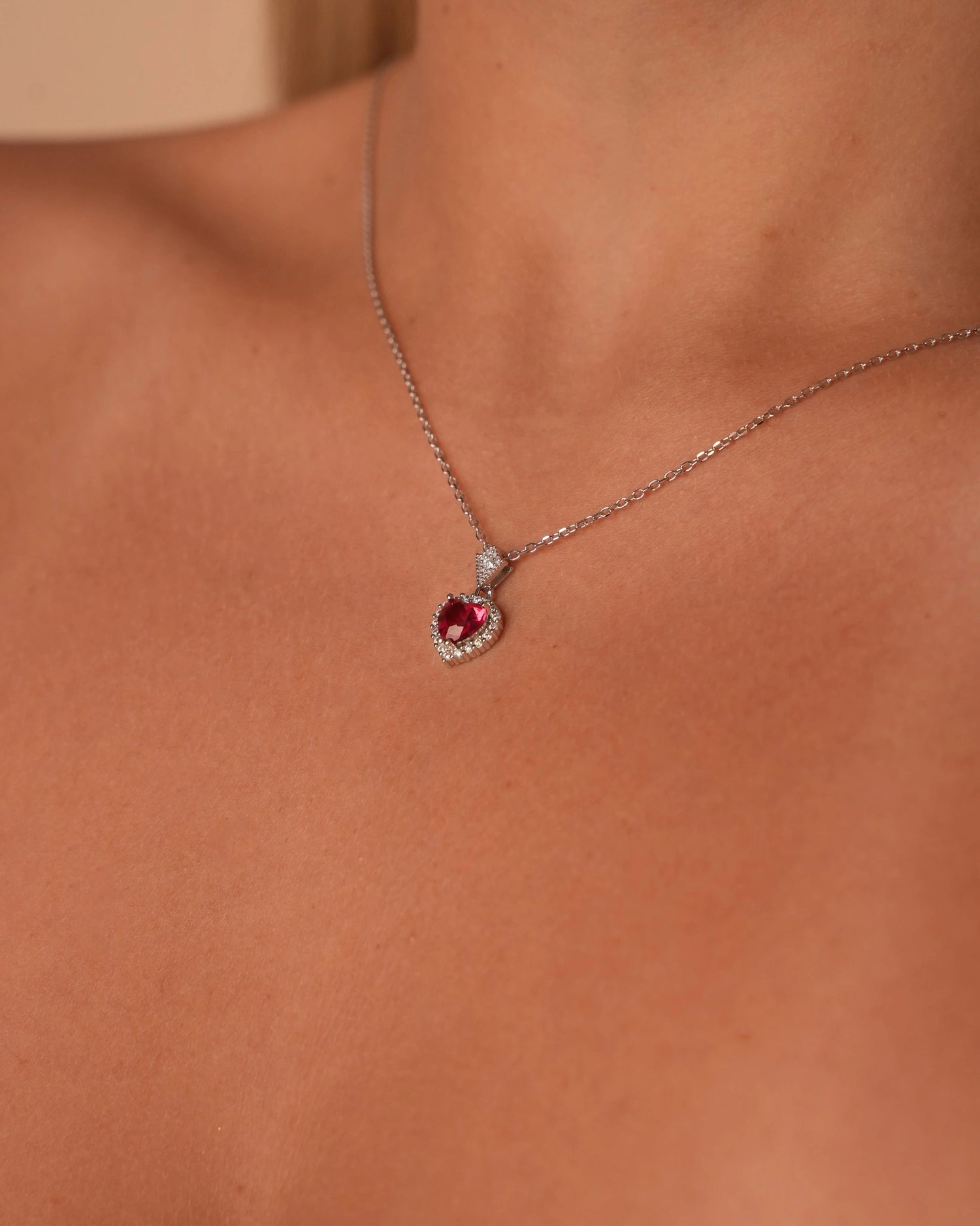 Red Heart Silver Necklace