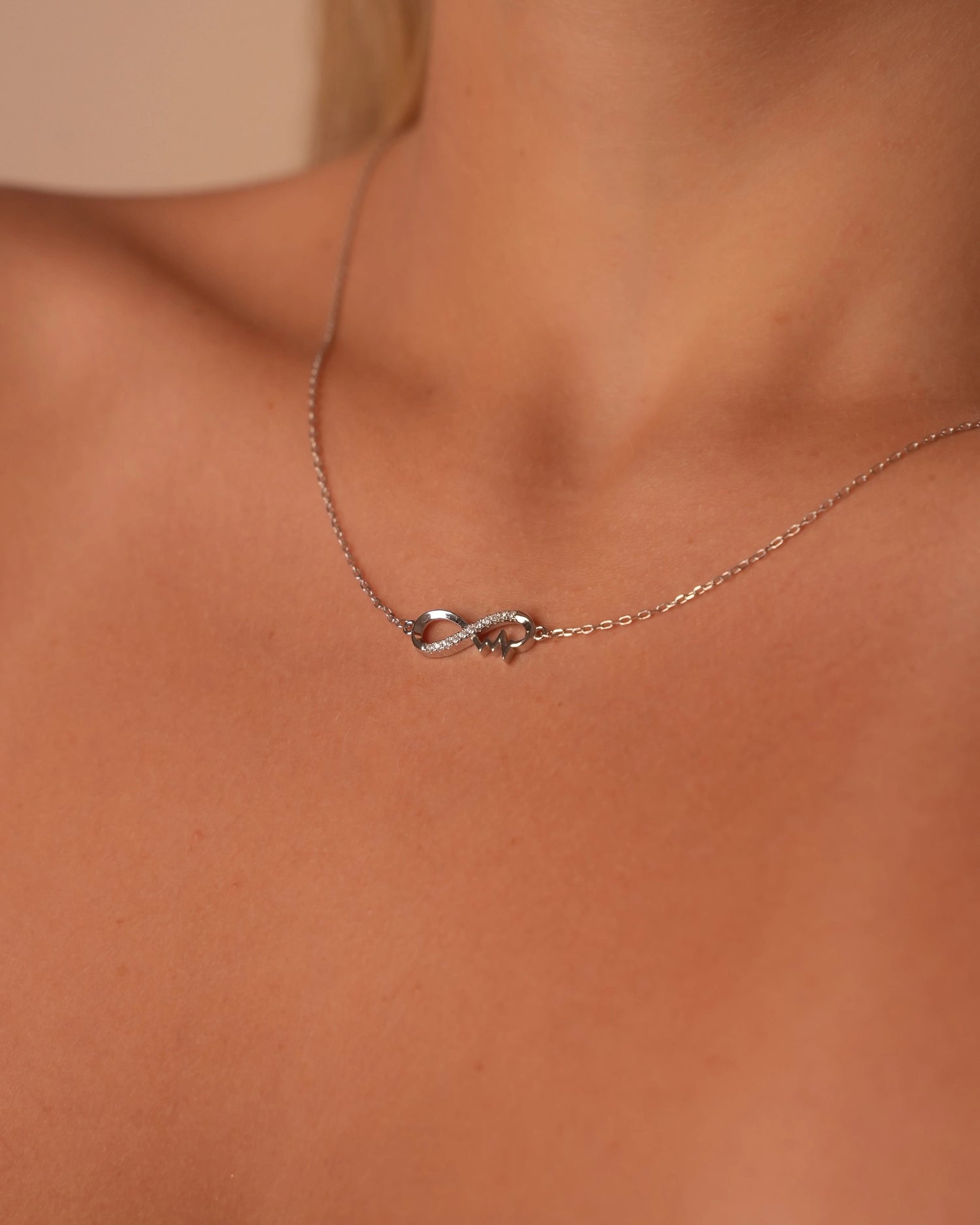 Infinity Heartbeat Silver Necklace